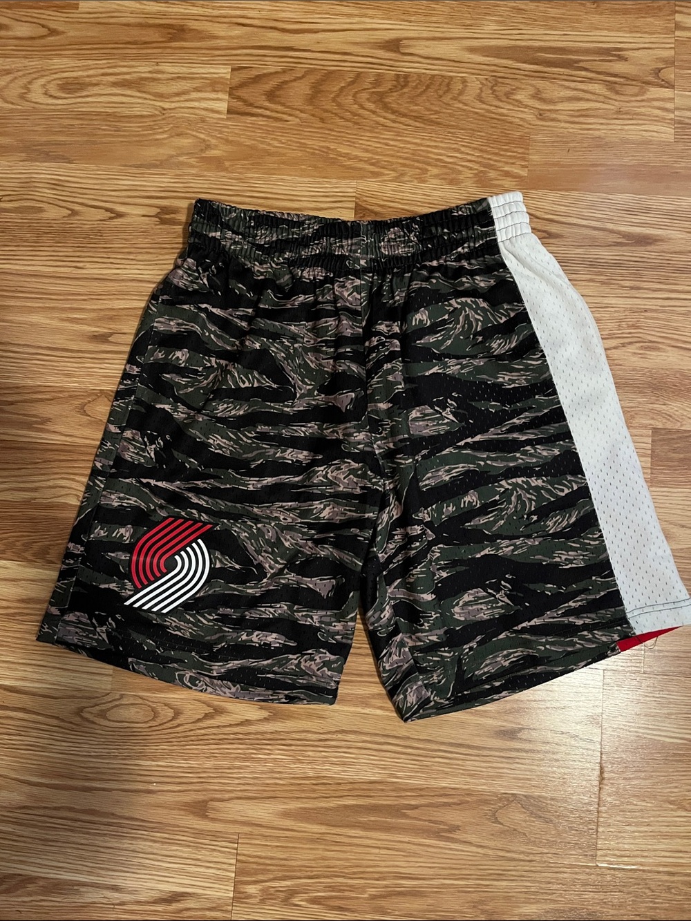 Mitchell & Ness Portland Trail Blazers Black Camo Shorts with White Side Panel